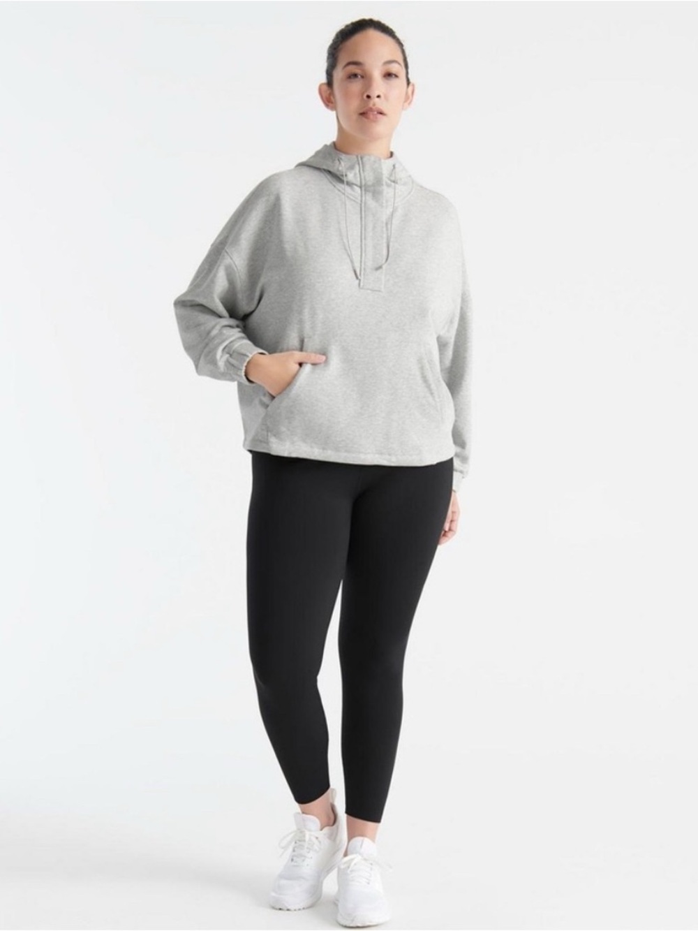 Knix Good To Go Fleece Oversized Hoodie Light Heather Grey Small Quarter Zip